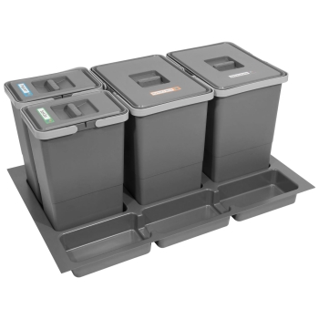 Sortownik śmieci FUTURE do szuflady w szafce 80 cm 4 kosze 2x8 + 2x18 litrów wysokość 34 cm