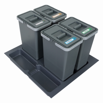 Sortownik śmieci FUTURE do szuflady w szafce 60 cm 4 kosze 4x8 litrów wysokość 34 cm