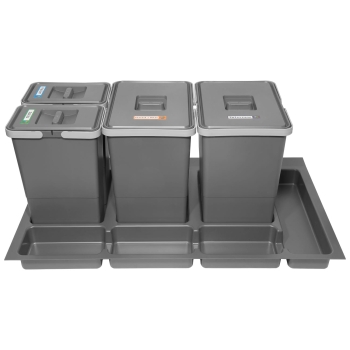 Sortownik śmieci FUTURE do szuflady w szafce 90 cm 4 kosze 2x8 + 2x18 litrów wysokość 34 cm