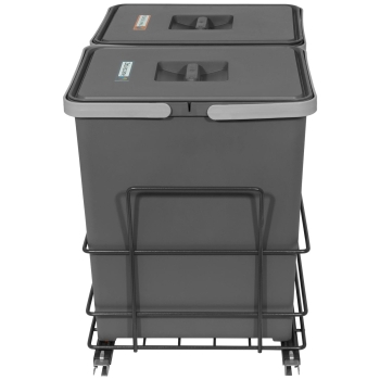 Sortownik śmieci MODERN ANTRACYT do szafki od 40 cm Cichy domyk 2x18