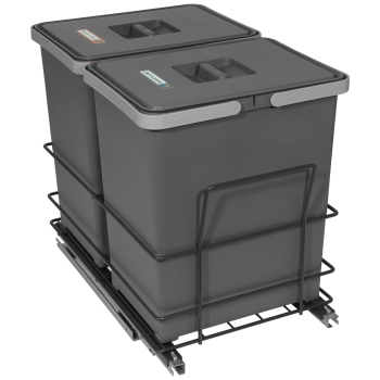 Sortownik śmieci MODERN ANTRACYT do szafki od 40 cm Cichy domyk 2x18