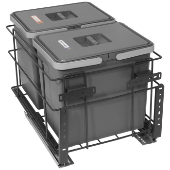 Sortownik śmieci SQUARE ANTRACYT do szafki 40 cm Cichy domyk 2x15 z mocowaniem frontu meblowego