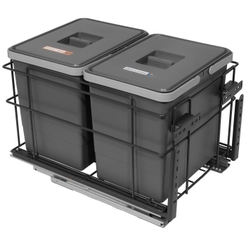 Sortownik śmieci SQUARE ANTRACYT do szafki 40 cm Cichy domyk 2x15 z mocowaniem frontu meblowego