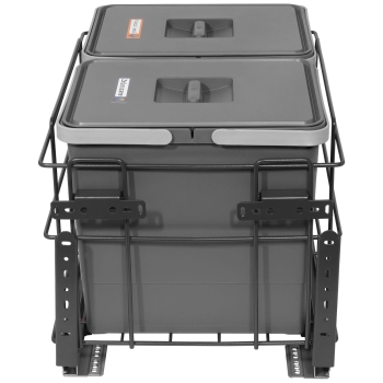 Sortownik śmieci SQUARE ANTRACYT do szafki 40 cm Cichy domyk 2x15 z mocowaniem frontu meblowego