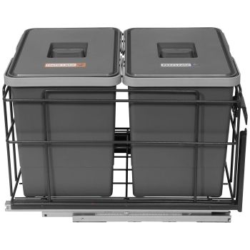 Sortownik śmieci SQUARE ANTRACYT do szafki 40 cm Cichy domyk 2x15 z mocowaniem frontu meblowego