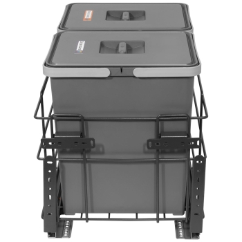 Sortownik śmieci SQUARE ANTRACYT do szafki 40 cm Cichy domyk 2x18 z mocowaniem frontu meblowego