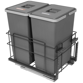 Sortownik śmieci SQUARE ANTRACYT do szafki 40 cm Cichy domyk 2x24 z mocowaniem frontu meblowego