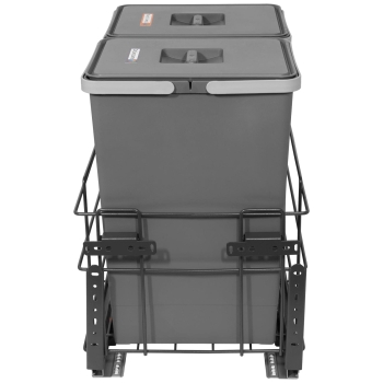 Sortownik śmieci SQUARE ANTRACYT do szafki 40 cm Cichy domyk 2x24 z mocowaniem frontu meblowego