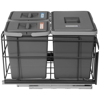 Sortownik śmieci SQUARE ANTRACYT do szafki 40 cm Cichy domyk 2x7 1x15 z mocowaniem frontu meblowego