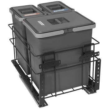 Sortownik śmieci SQUARE ANTRACYT do szafki 40 cm Cichy domyk 2x8 1x18 z mocowaniem frontu meblowego