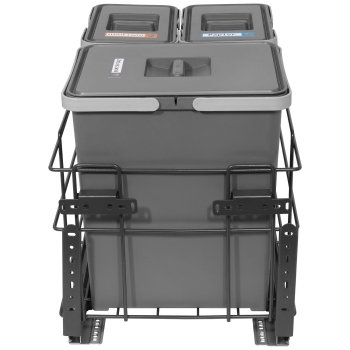 Sortownik śmieci SQUARE ANTRACYT do szafki 40 cm Cichy domyk 2x8 1x18 z mocowaniem frontu meblowego