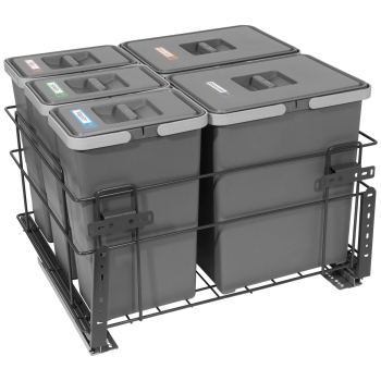 Sortownik śmieci SQUARE ANTRACYT do szafki 60 cm Cichy domyk 2x15 3x7 z mocowaniem frontu meblowego