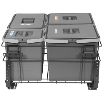 Sortownik śmieci SQUARE ANTRACYT do szafki 60 cm Cichy domyk 3x15 1x7 z mocowaniem frontu meblowego