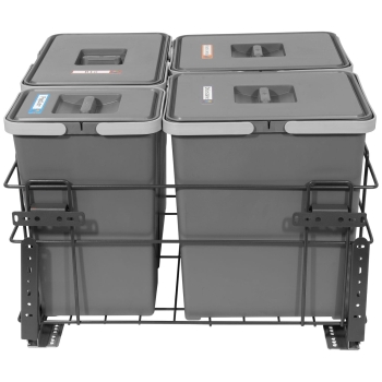 Sortownik śmieci SQUARE ANTRACYT do szafki 60 cm Cichy domyk 3x18 1x8 z mocowaniem frontu meblowego