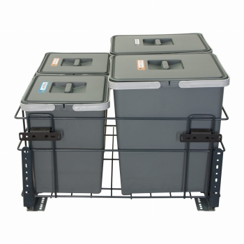 Sortownik śmieci SQUARE ANTRACYT do szafki 60 cm cichy domyk 2x18+2x10 l z mocowaniem frontu meblowego