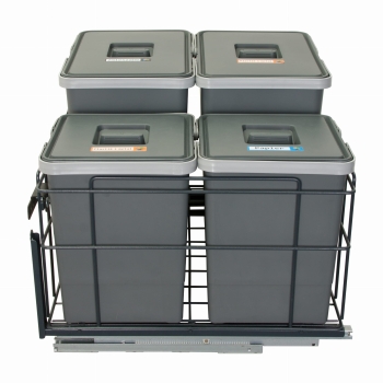 Sortownik śmieci SQUARE ANTRACYT do szafki 60 cm cichy domyk 2x18+2x10 l z mocowaniem frontu meblowego