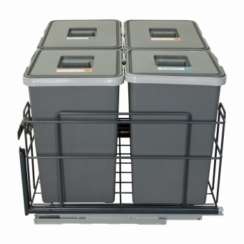 Sortownik śmieci SQUARE ANTRACYT do szafki 60 cm cichy domyk 2x18+2x12 l z mocowaniem frontu meblowego