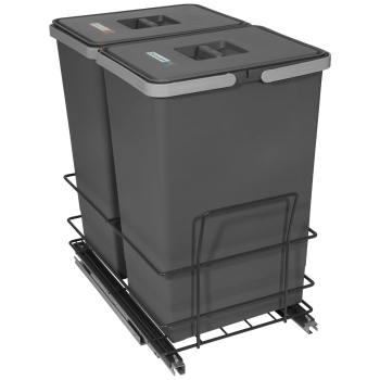 Sortownik śmieci MODERN ANTRACYT do szafki od 40 cm Cichy domyk 2x24